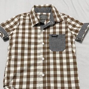 Buffalo David Bitton Kids Brown and White Checkered Shirt